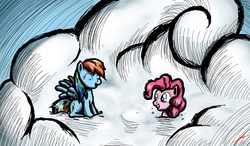 Size: 3600x2100 | Tagged: safe, artist:j-mpn, pinkie pie, rainbow dash, g4