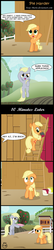 Size: 800x3670 | Tagged: safe, artist:toxic-mario, applejack, derpy hooves, pegasus, pony, g4, apple, barn, belly, comic, female, food, mare, paint, paintbrush, pie, sweet apple acres