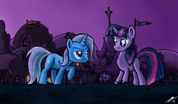 Size: 3600x2100 | Tagged: safe, artist:j-mpn, trixie, twilight sparkle, g4