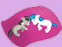 Size: 1400x1050 | Tagged: safe, artist:verminshy, dj pon-3, octavia melody, vinyl scratch, g4, cute, filly, pillow, sleeping