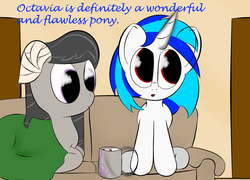 Size: 1215x875 | Tagged: safe, artist:abaddon41, dj pon-3, octavia melody, vinyl scratch, ask vinyl and octavia, g4, female, lesbian, ship:scratchtavia, shipping