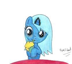 Size: 900x805 | Tagged: safe, artist:ulyssesgrant, princess luna, pony, g4, cute, female, filly, milkshake, simple background, solo, traditional art, woona