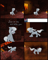 Size: 830x1040 | Tagged: safe, artist:fantasyglow, silver spoon, earth pony, pony, g4, comic, crossover, female, filly, foal, lonely spoon, minecraft, nether (minecraft), tumblr