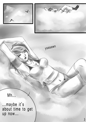 Size: 1500x2121 | Tagged: safe, artist:firstsky, rainbow dash, human, comic:crush, g4, belly button, cloud, cloudy, comic, female, humanized, midriff, solo