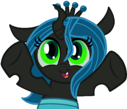 Size: 423x364 | Tagged: artist needed, source needed, safe, queen chrysalis, changeling, nymph, g4, cute, cutealis, simple background, transparent background