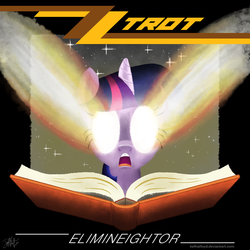 Size: 1000x1000 | Tagged: safe, artist:kefkafloyd, twilight sparkle, pony, unicorn, g4, album cover, book, female, glowing eyes, mare, parody, ponified, ponified album cover, rock (music), zz top