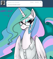 Size: 792x884 | Tagged: safe, princess celestia, alicorn, pony, ask video game nerd celestia, g4, ask, glasses