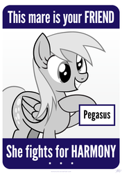 Size: 863x1223 | Tagged: safe, artist:kefkafloyd, derpy hooves, pegasus, pony, g4, female, grin, mare, partial color, propaganda, smiling, solo, truth, world war ii