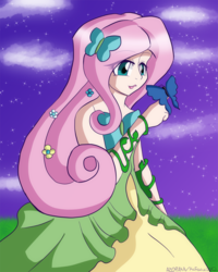 Size: 800x1000 | Tagged: safe, artist:az09aka, fluttershy, human, g4, clothes, dress, humanized