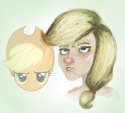 Size: 1024x931 | Tagged: safe, artist:ehherinn, applejack, human, g4, comparison, humanized