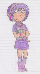 Size: 735x1366 | Tagged: safe, artist:joeycrick, twilight sparkle, human, g4, book, clothes, humanized, skirt, traditional art, wristband