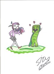 Size: 1024x1408 | Tagged: safe, artist:creeperaptor40, twilight sparkle, human, g4, creeper, crossover, humanized, minecraft