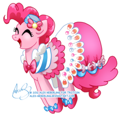 Size: 1024x972 | Tagged: safe, artist:alex-heberling, pinkie pie, earth pony, pony, g4, clothes, dress, eyes closed, female, gala dress, mare, open mouth, simple background, solo, transparent background