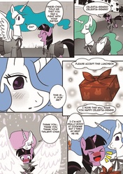 Size: 873x1239 | Tagged: safe, artist:madmax, artist:rainygami, princess celestia, twilight sparkle, g4, comic, female, lesbian, parody, ship:twilestia, shipping