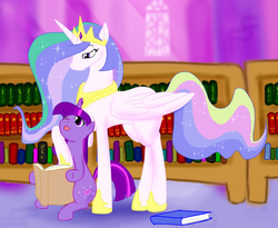 Size: 1309x1074 | Tagged: safe, artist:livinlovindude, princess celestia, twilight sparkle, g4, book