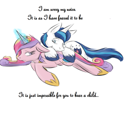 Size: 1100x1010 | Tagged: safe, artist:irishthorns, edit, princess cadance, shining armor, g4, sad