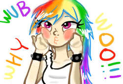 Size: 350x240 | Tagged: safe, artist:vividorchid, rainbow dash, human, g4, dashface, humanized