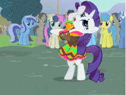 Size: 377x285 | Tagged: safe, screencap, amethyst star, applejack, bon bon, cherry cola, cherry fizzy, coco crusoe, doctor whooves, lemon hearts, linky, lyra heartstrings, minuette, pokey pierce, rainbowshine, rarity, shoeshine, sparkler, sweetie drops, time turner, earth pony, pony, g4, magic duel, animated, bipedal, debate in the comments, gif, marshmelodrama, shipping fuel