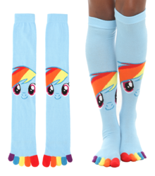 Size: 806x914 | Tagged: safe, rainbow dash, human, g4, official, clothes, feet, hot topic, irl, merchandise, photo, socks, toe socks