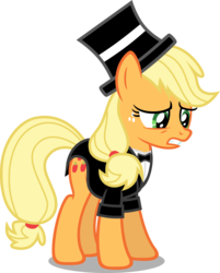 Size: 4062x5041 | Tagged: safe, artist:austiniousi, applejack, earth pony, pony, g4, absurd resolution, clothes, female, simple background, solo, transparent background, tuxedo, vector