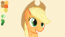 Size: 1280x720 | Tagged: safe, applejack, g4, painting, smiling