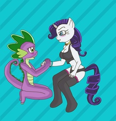 Size: 1020x1070 | Tagged: safe, artist:duljph, rarity, spike, anthro, g4, belly button, midriff, ship:sparity, shipping