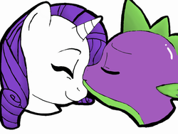 Size: 635x482 | Tagged: dead source, safe, artist:chibi-sky-666, rarity, spike, g4, female, kissing, male, ship:sparity, shipping, straight