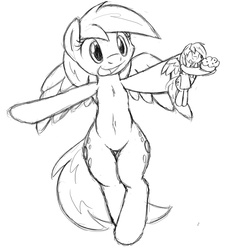 Size: 900x1000 | Tagged: safe, artist:tg-0, derpy hooves, pegasus, pony, semi-anthro, g4, arm hooves, chest fluff, female, playing with oneself, sketch, solo, toy, underp, wide hips