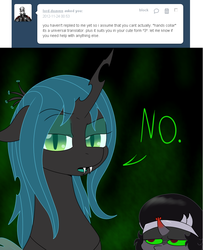 Size: 751x927 | Tagged: dead source, safe, artist:skoon, king sombra, queen chrysalis, ask sissy king sombra, g4, ask, no, tumblr