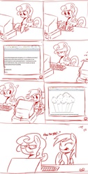 Size: 1000x1988 | Tagged: safe, artist:coin-trip39, carrot top, derpy hooves, golden harvest, pegasus, pony, g4, comic, computer, female, how, mare, muffin, typing