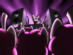 Size: 3020x2244 | Tagged: safe, artist:underpable, pinkie pie, g4, too many pinkie pies, clone, concert, headphones, multeity, party, pinkamena diane pie, speaker, sunglasses, turntable