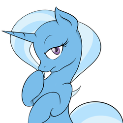 Size: 650x650 | Tagged: safe, artist:theparagon, trixie, pony, unicorn, g4, colored pupils, female, hoof over mouth, lidded eyes, looking at you, mare, profile, simple background, white background