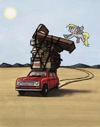 Size: 1440x1824 | Tagged: safe, artist:sevoohypred, derpy hooves, pegasus, pony, g4, car, female, mare, renault, renault 4, station wagon