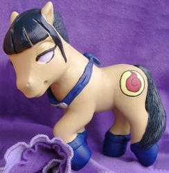 Size: 488x500 | Tagged: safe, artist:songbird21, earth pony, pony, g3, 2007, customized toy, female, hyuuga hinata, irl, lidded eyes, mare, naruto, photo, ponified, solo, tail, toy