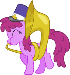 Size: 4664x5000 | Tagged: safe, artist:scrimpeh, berry punch, berryshine, earth pony, pony, g4, .svg available, absurd resolution, background pony, female, musical instrument, simple background, solo, transparent background, tuba, vector