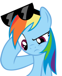 Size: 4000x4951 | Tagged: dead source, safe, artist:thatsgrotesque, rainbow dash, pony, g4, female, simple background, solo, sunglasses, transparent background, vector