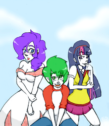 Size: 500x580 | Tagged: safe, artist:equestrian-strumpet, rarity, spike, twilight sparkle, human, g4, female, human spike, humanized, male, older, older spike, ship:sparity, ship:twisparity, ship:twispike, shipping, straight, teenage spike, teenager, twilight's treatment