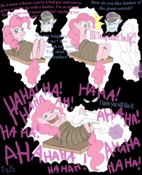 Size: 1014x1254 | Tagged: safe, artist:fr-13, pinkie pie, g4, bondage, feather, feathered wonder hoofs, hooves, rope, tickle torture, tickling