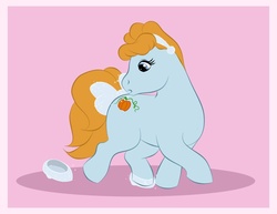 Size: 900x695 | Tagged: safe, artist:uppun, earth pony, pony, g1, bow, cinderella, disney, disney princess, female, glass slipper (footwear), looking back, looking down, mare, passepartout, ponified, solo, tail, tail bow