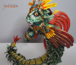 Size: 900x769 | Tagged: safe, artist:ambarjulieta, quetzalcoatl, g3, 2010, aztec, customized toy, feathered serpent, irl, male, photo, ponified