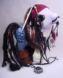 Size: 550x677 | Tagged: safe, artist:woosie, g3, customized toy, irl, jack sparrow, photo, ponified, toy