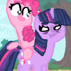 Size: 400x400 | Tagged: safe, artist:awkwardartisan, pinkie pie, twilight sparkle, g4, female, lesbian, ship:twinkie, shipping