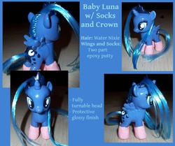 Size: 2180x1820 | Tagged: safe, artist:gryphyn-bloodheart, princess luna, pony, g4, brushable, clothes, customized toy, female, filly, irl, photo, socks, solo, toy