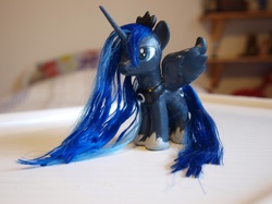 Size: 1459x1094 | Tagged: safe, artist:baked-bads, princess luna, pony, g4, brushable, customized toy, irl, photo, solo, toy