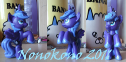 Size: 2000x995 | Tagged: safe, artist:nonokono, princess luna, pony, g4, customized toy, irl, photo, rearing, s1 luna, solo, toy