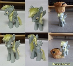 Size: 1576x1438 | Tagged: safe, artist:modern-warmare, derpy hooves, pony, g4, brushable, customized toy, irl, muffin, photo, solo, toy