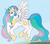 Size: 613x537 | Tagged: safe, artist:silvermoonbreeze, princess celestia, alicorn, pony, g4, 2012, crown, ethereal hair, ethereal mane, ethereal tail, femake, female, flying, hoof shoes, jewelry, mare, peytral, regalia, sky, solo, spread wings, tail, tiara, wings