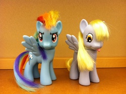 Size: 2592x1936 | Tagged: safe, artist:purpletinker, derpy hooves, rainbow dash, pony, g4, brushable, customized toy, irl, photo, toy