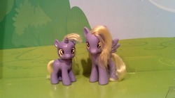 Size: 798x450 | Tagged: safe, artist:fields4mint, derpy hooves, dinky hooves, pony, g4, brushable, customized toy, irl, photo, toy