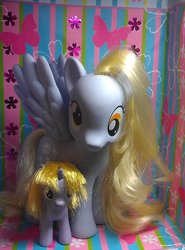 Size: 900x1218 | Tagged: safe, artist:erraticcookie, derpy hooves, dinky hooves, pony, g4, brushable, customized toy, irl, photo, toy